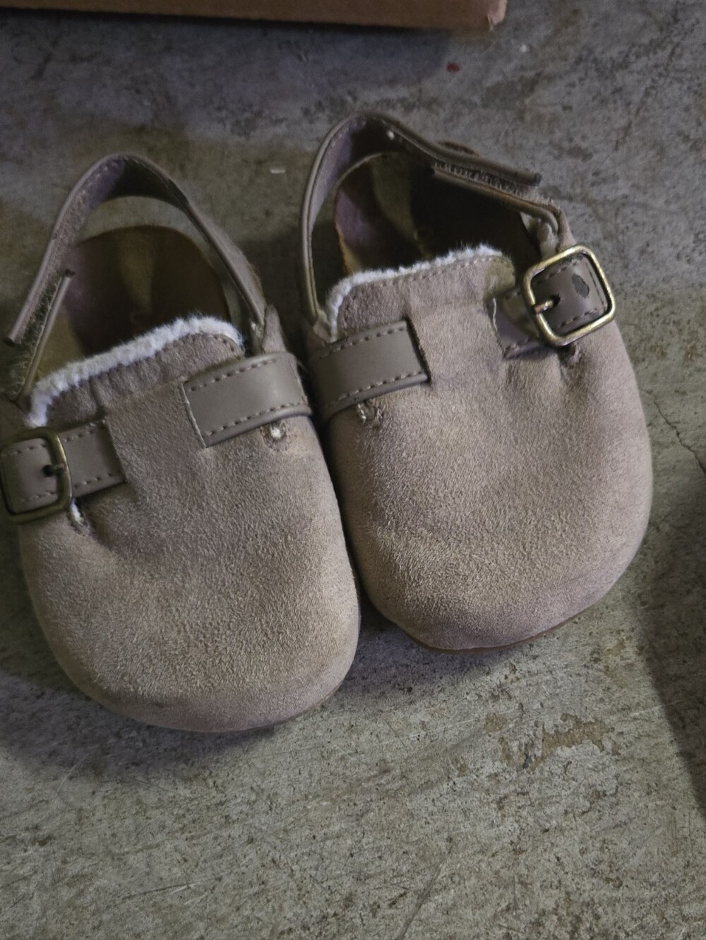 Old Navy Kids Suede Buckle Shoes in Taupe